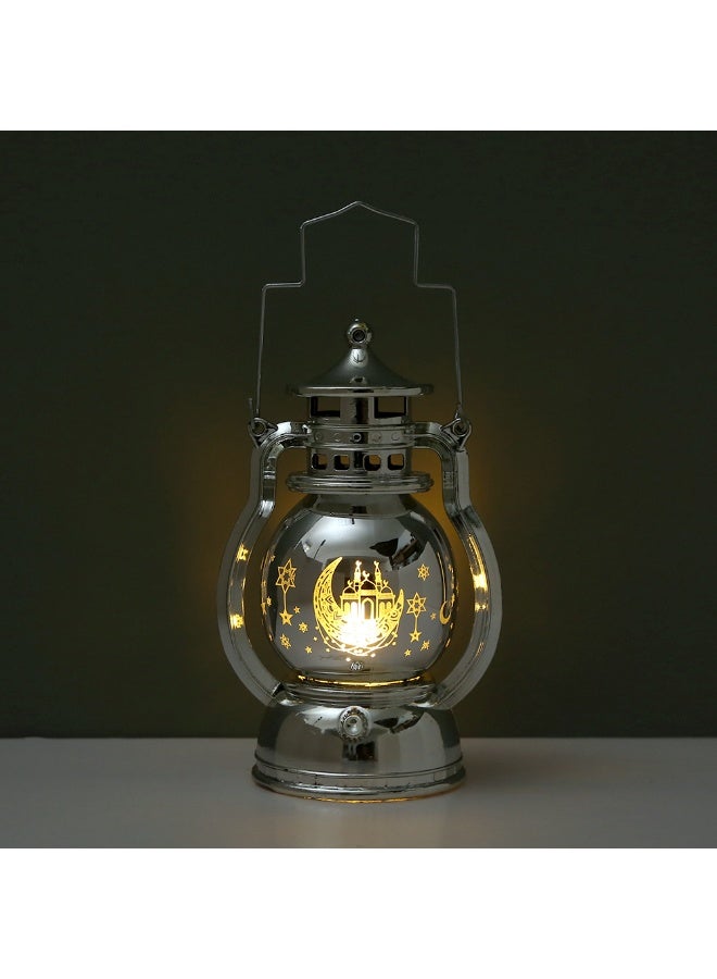 Home Care Ramadan Mubarak LED Hanging Lantern â€“ Premium Islamic Decorative Lamp (Warm Light, Silver) 12.5 Ã— 7.7 Ã— 5.8 cm - Image 2